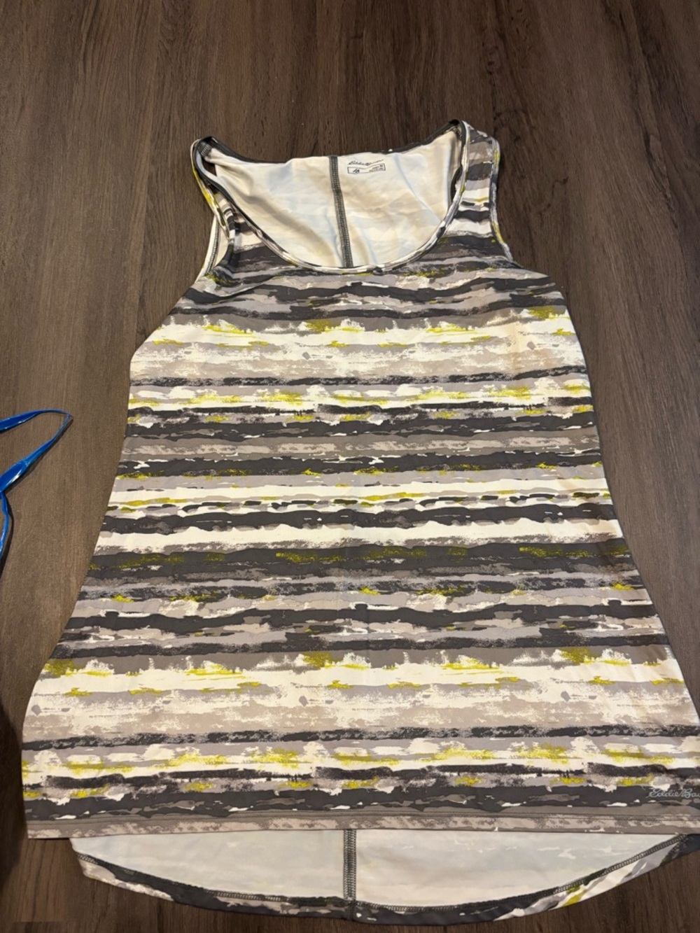 Eddie Bauer Gray & Yellow Striped Women's Scoop Tank